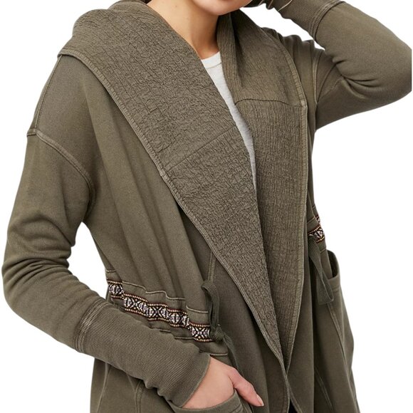 Free People Studio City Olive Hooded Oversized Jacket Small - Picture 3 of 7